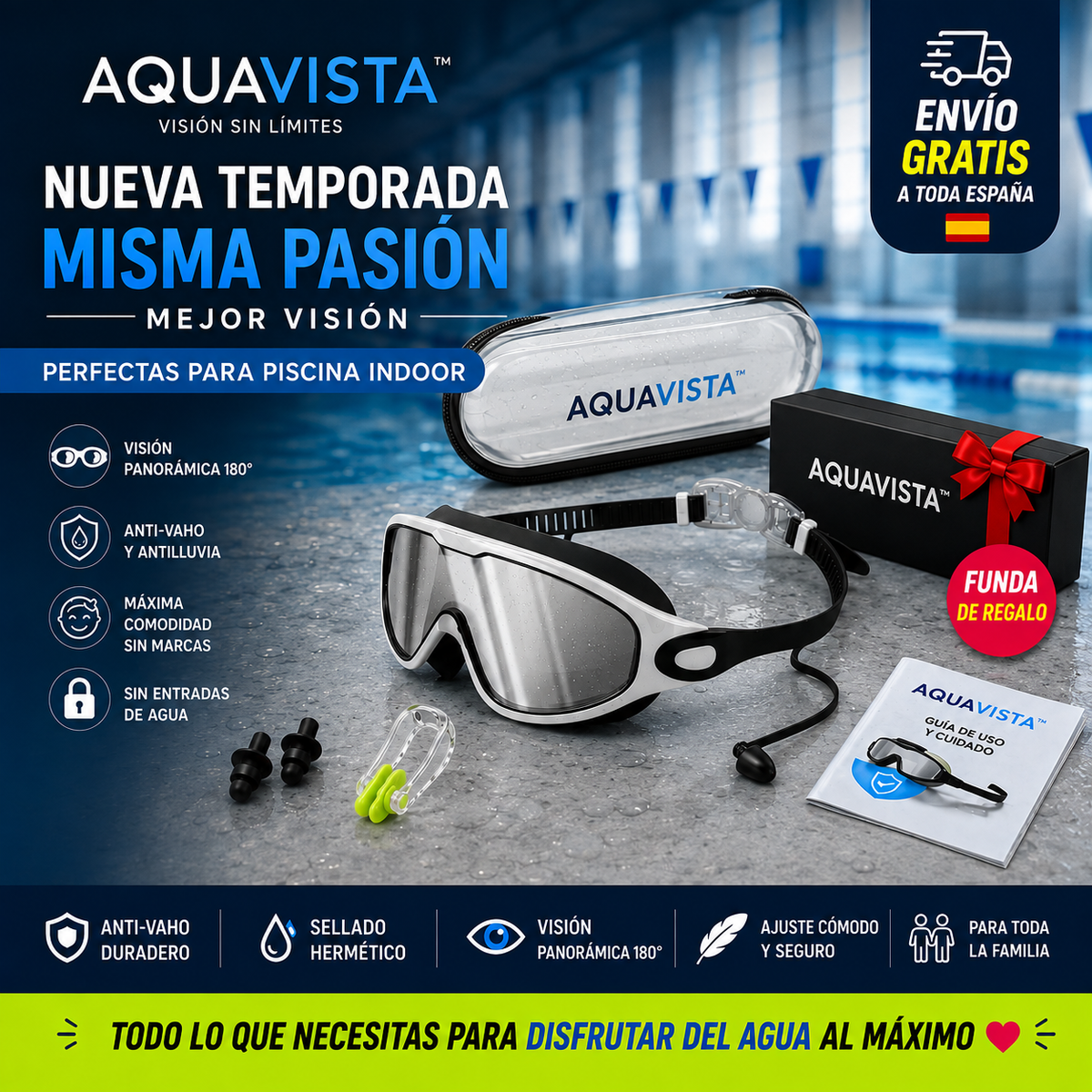 AquaVista™ Olvídate del vaho y disfruta cada segundo bajo el agua.