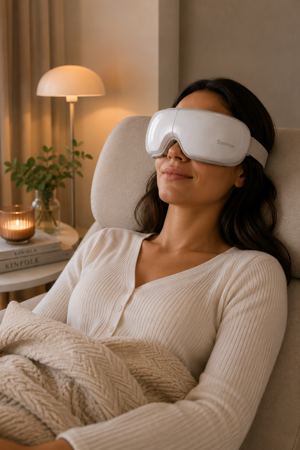 Masajeador ocular Serenya™ con calor, masaje y diseño envolvente para momentos de descanso