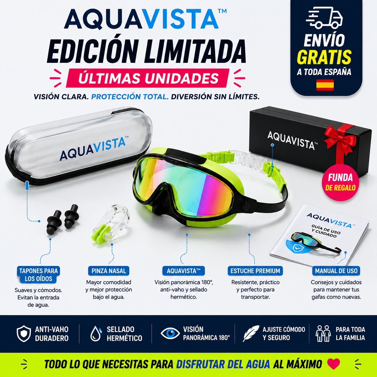 AquaVista™ Olvídate del vaho y disfruta cada segundo bajo el agua.