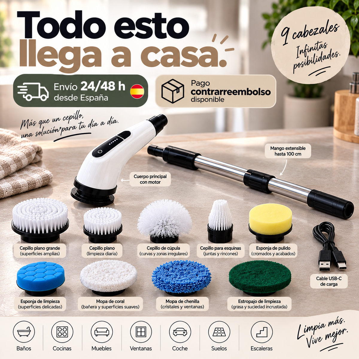 VIRELIA™ — Cepillo Eléctrico que Friega por Ti